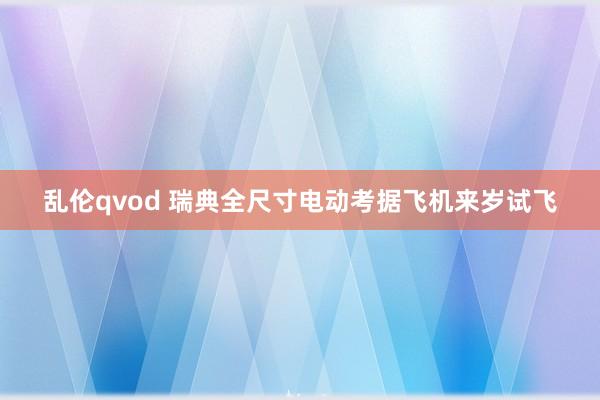 乱伦qvod 瑞典全尺寸电动考据飞机来岁试飞