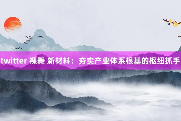 twitter 裸舞 新材料：夯实产业体系根基的枢纽抓手