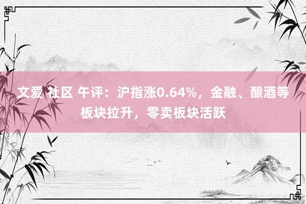 文爱 社区 午评：沪指涨0.64%，金融、酿酒等板块拉升，零卖板块活跃