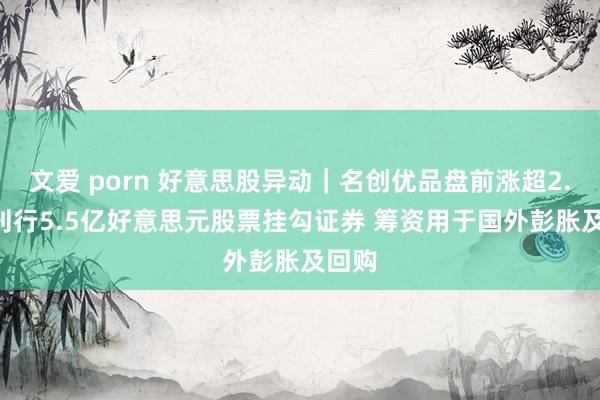 文爱 porn 好意思股异动｜名创优品盘前涨超2.8% 刊行5.5亿好意思元股票挂勾证券 筹资用于国外彭胀及回购